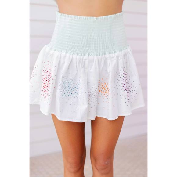 QUEEN OF SPARKLES Pants - NEW QUEEN OF SPARKLES cluster shorts in white multi